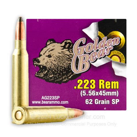 Cheap 223 Rem Ammo For Sale 62 Grain Soft Point Ammunition In Stock By Golden Bear 20 Rounds