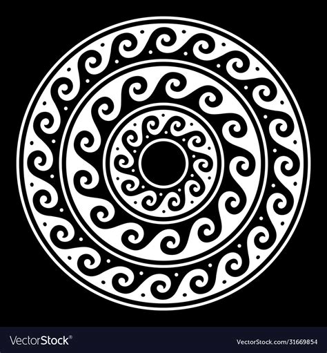 Greek mandala ancient round meander art Royalty Free Vector