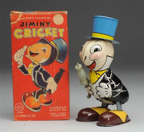 Linemar Disney Jiminy Cricket Wind Up Tin Toy From 50s Morphy Retro