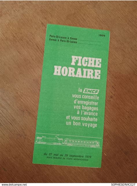 Europa 132 FICHE HORAIRE SNCF 1979 PARIS EVREUX