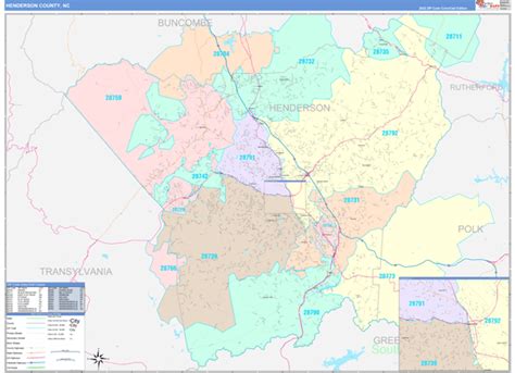 Henderson County Nc Wall Map Color Cast Style By Marketmaps Mapsales