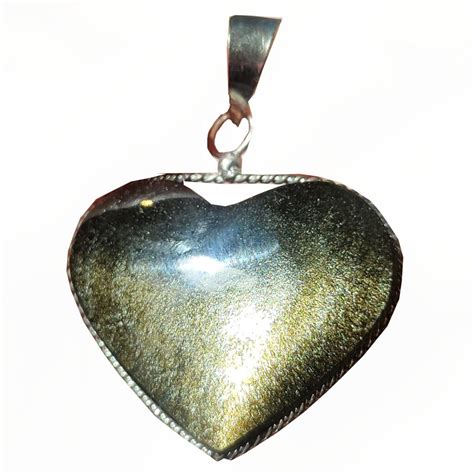 Gold Sheen Obsidian Heart Sterling Silver Pendant The Fossil Cartel