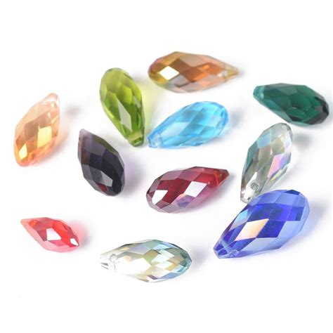 Ab Colors Teardrop Faceted Crystal Glass 12x6mm 16x8mm 20x10mm Top Drilled Pendant Drops Loose