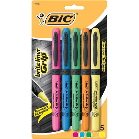 Bic Highlighter Briteliner Grip Assorted Colours Pkt Winc