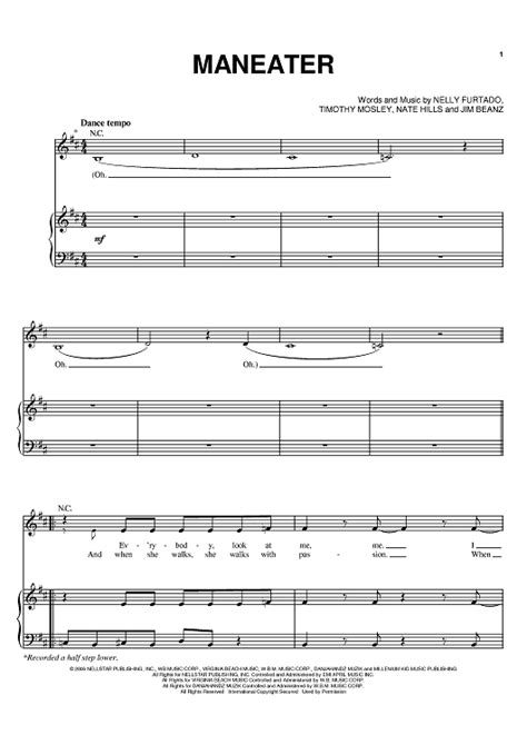 Maneater Sheet Music By Nelly Furtado For Pianovocalchords Sheet