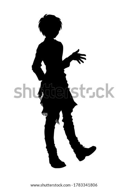 Silhouette Illustration Boy Anime Style ภาพประกอบสต็อก 1783341806