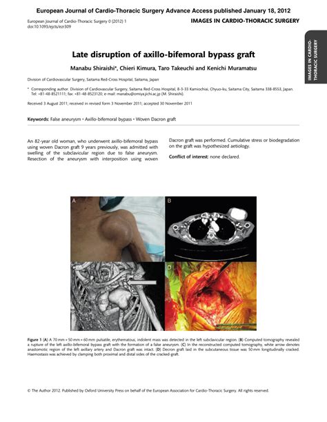 Pdf Late Disruption Of Axillo Bifemoral Bypass Graft