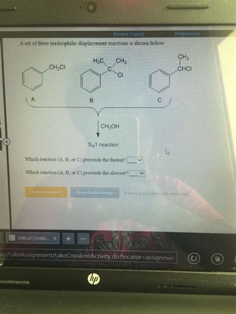 OneClass A Set Of Three Nucleophilic Displacement Reactions Is Shown