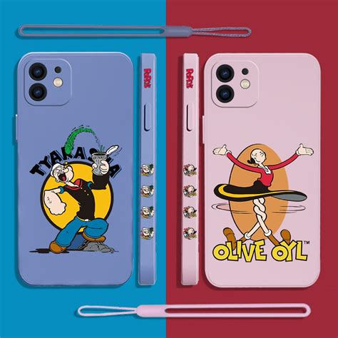 Cute Cartoon Popeyes Phone Case For Iphone 14 13 12 11 Pro Max Mini X