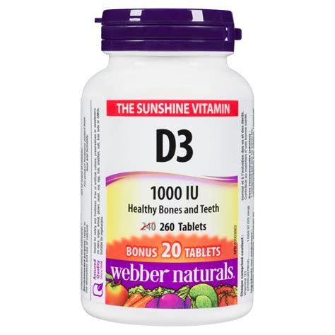 Webber Naturals The Sunshine Vitamin D3 1000 Iu 260 Tablets Weshine