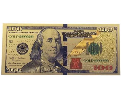 $100 US Dollar Bill Gold Foil Banknote Novelty Notes Prop Money New Ve ...