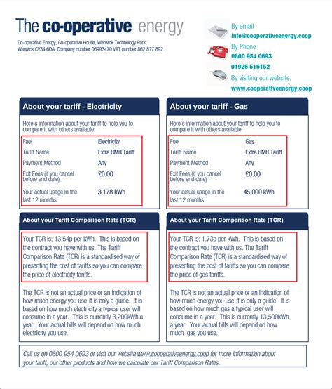 Co Operative Energy Gas And Electricity Bill Explained