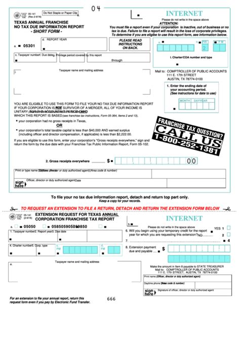 Fillable Form Texas Annual Franchise No Tax Due Information