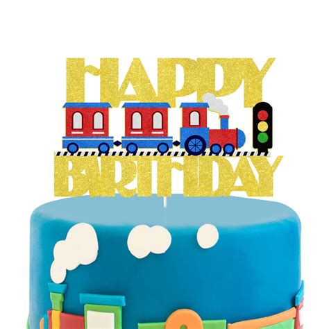 Buy Train Happy Birthday Cake Topper,Train Cake Topper,Transportation ...