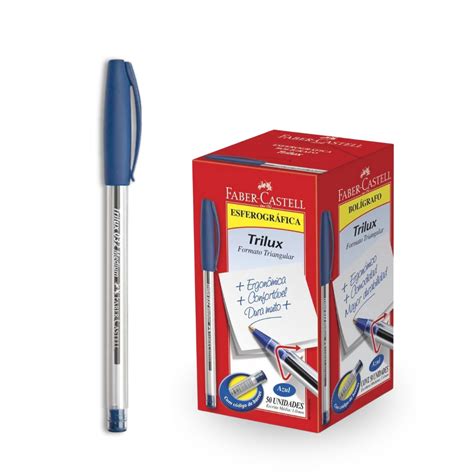 Caixa Caneta Esferográfica Faber Castell Azul Preta Vermelha 50