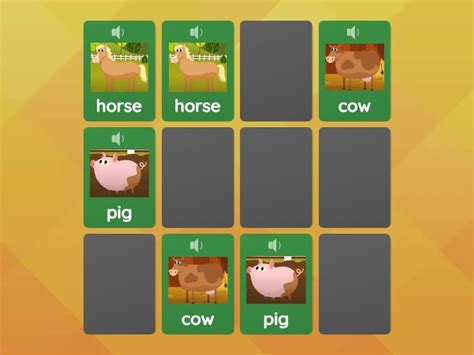 Farm Animals - Matching pairs