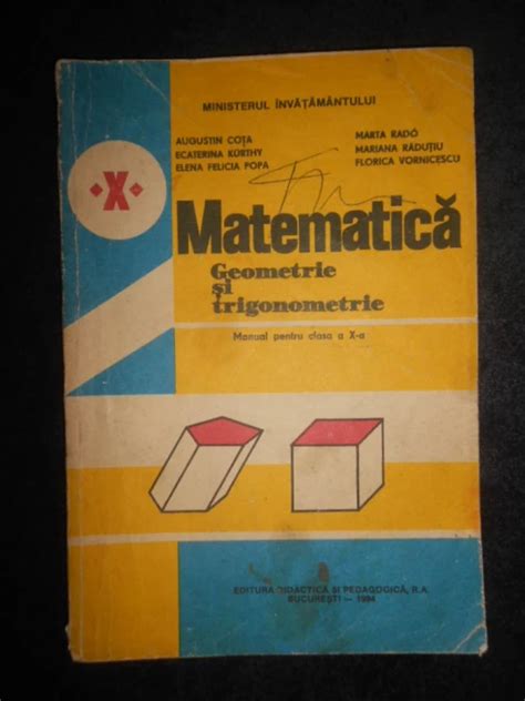 Augustin Cota Matematica Geometrie Si Trigonometrie Manual Pentru