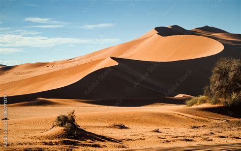 Dunes of the Namib desert in the Sossusvlei area, Namib-Naukluft National Park, Namibia. The ...