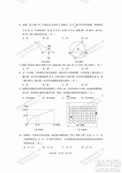 2022年湖北省宜昌市初中学业水平考试数学试题及答案 2022宜昌中考真题答案答案圈