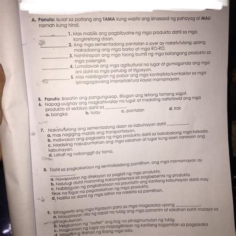 A Panuto Isulat Sa Patlang Ang TAMA Kung Wasto Ang Isinasaad Ng