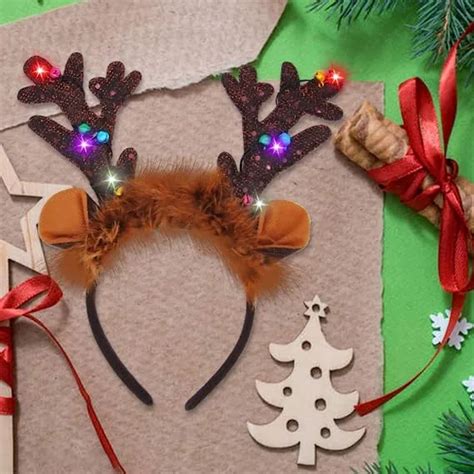 Cute 4pcs Light Up Christmas Reindeer Headband