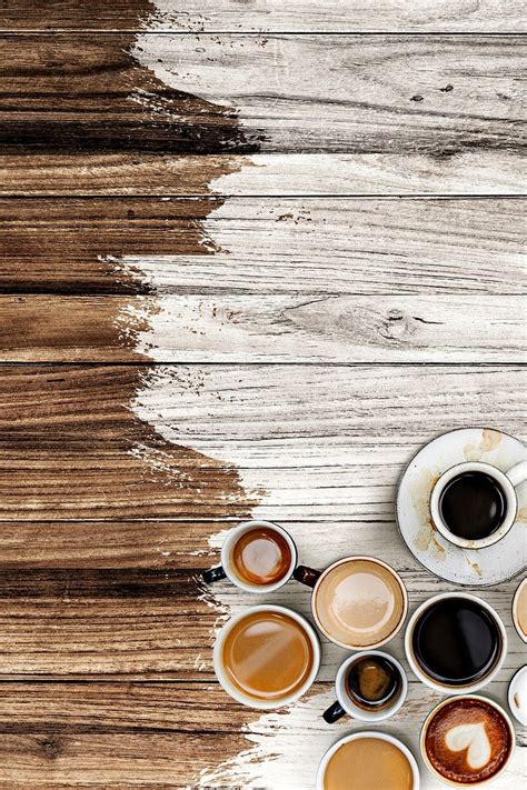 Coffee Mugs On A Pale White And Brown Wooden Textured Background Free