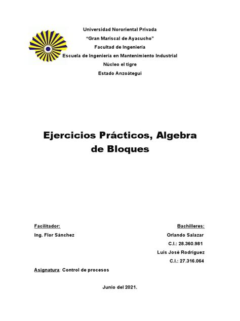 Ejercicios Algebra De Bloques Pdf Ecuaciones Análisis