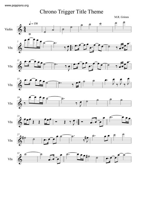 Chrono Trigger Chrono Trigger Theme Sheet Music Pdf Free Score