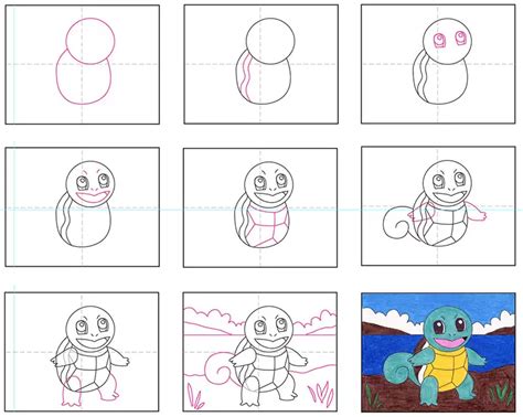 Easy How to Draw Squirtle Tutorial and Squirtle Coloring Page