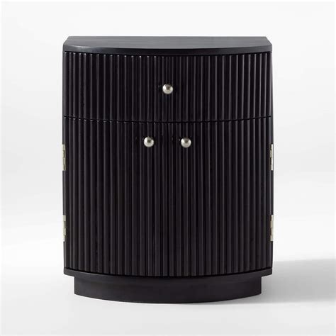 Cameo Curved Black Wood Nightstand With Drawer Cb2 Uae
