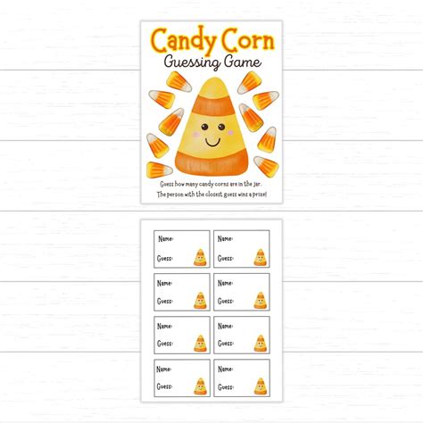 Candy Corn Guessing Game Printable Halloween Guess How Many Game How