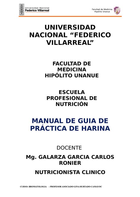 Bromatología Prácticas harina UNIVERSIDAD NACIONAL FEDERICO