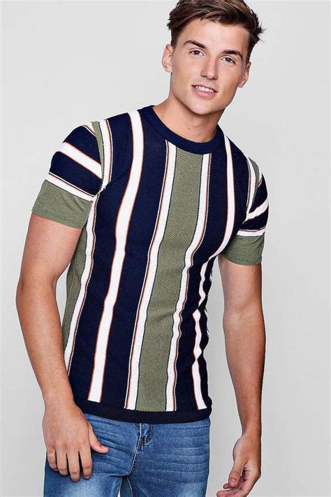 Boohoo Vertical Stripe Knitted Muscle Fit T Shirt Best Polo Shirts