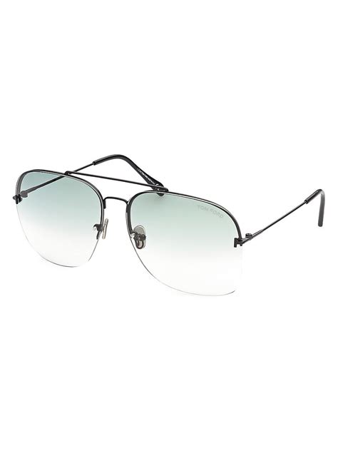 Tom Ford Mackenzie 64mm Aviator Sunglasses Black Editorialist