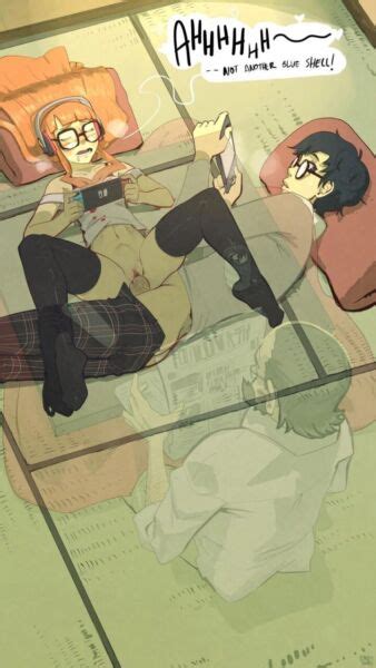 Ren And Futaba Gaming While Sojiro Is Reading Kennoarkkan Persona