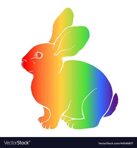 Rainbow Rabbit Graphic Simple Royalty Free Vector Image