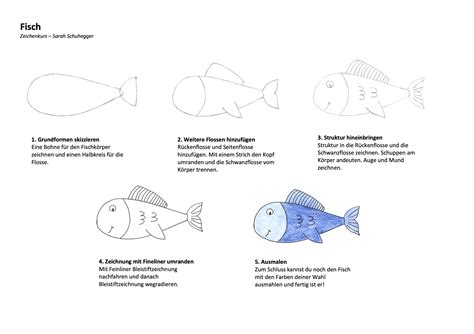 Fisch zeichnen lernen mit Schritt für Schritt Zeichenanleitung