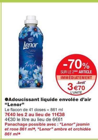 Promo Adoucissant Liquide Envol E D Air Lenor Chez Monoprix