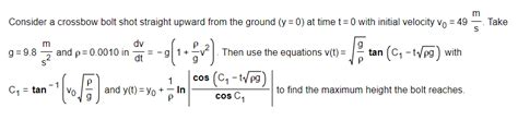 Solved Consider A Crossbow Bolt Shot Straight Upward From Chegg