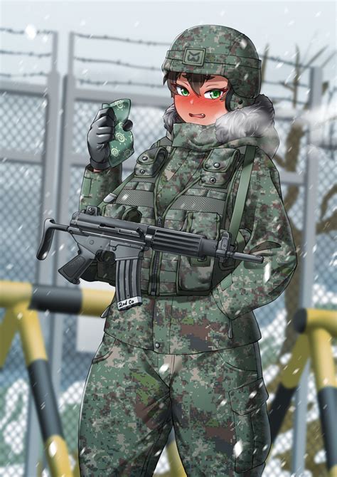 Safebooru 1girl Absurdres Ammunition Pouch Assault Rifle Barbed Wire