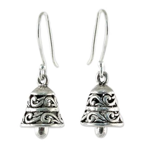 Handmade Sterling Silver Bell Shaped Earrings From Thailand Ringing Bells Novica