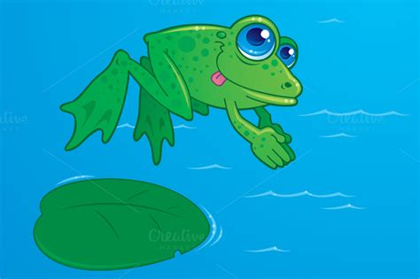 Vector Illustration Cute Frog Cartoon Leaping Stock Vector Royalty Free