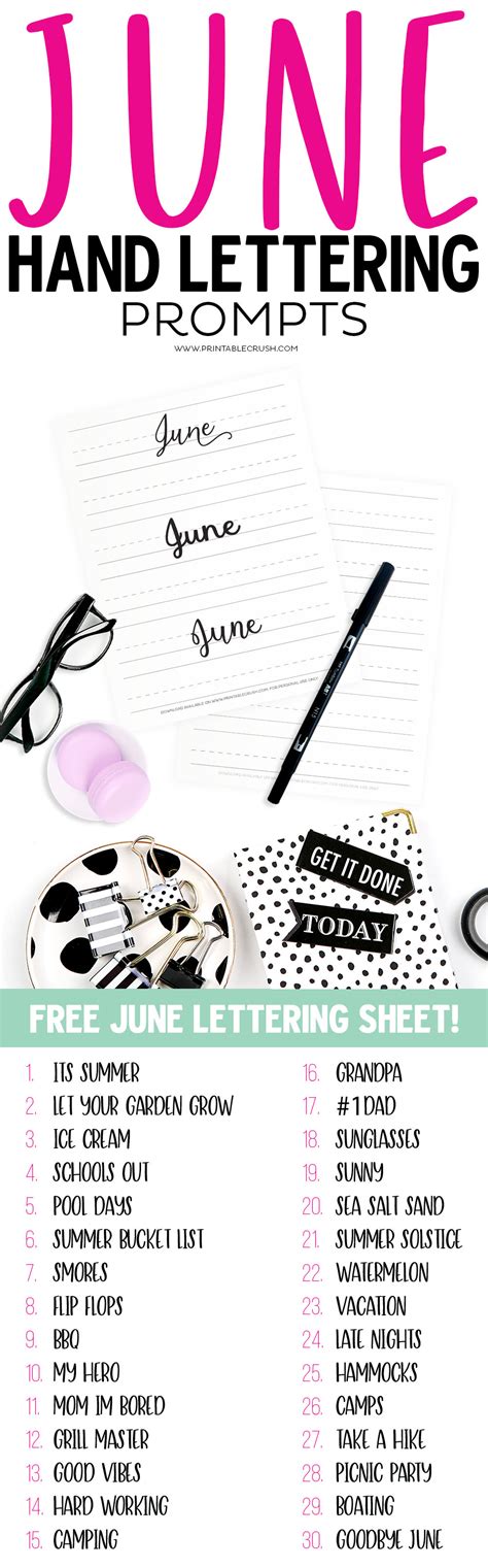 June Hand Lettering Prompts And Free Worksheet Laptrinhx