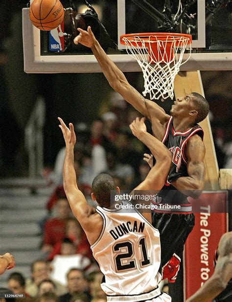 Chicago Bulls Tyrus Thomas Blocks The Shot Of San Antonio Spurs Tim