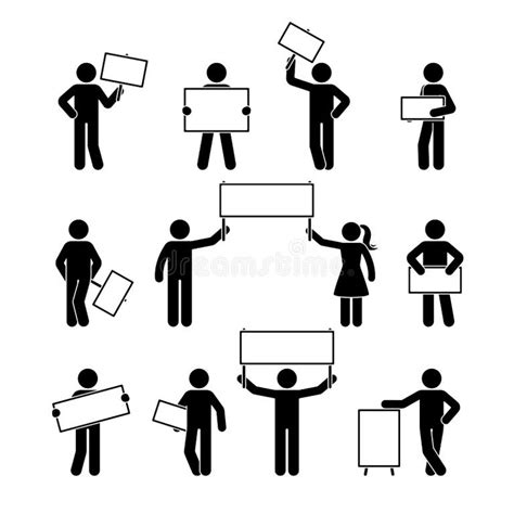 Stick Figure Person Holding Blank Board Stock Illustrations 81 Stick