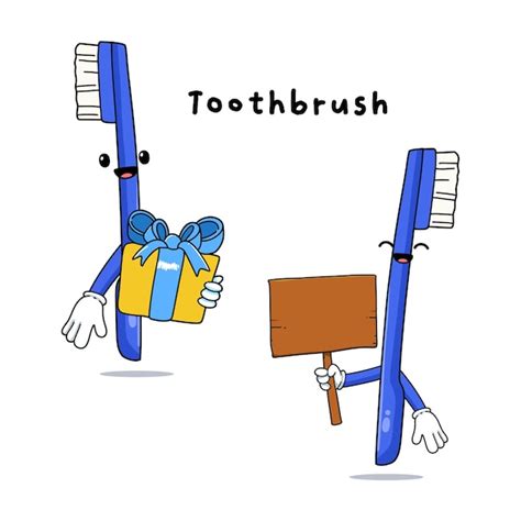 Premium Vector Set Of Cute Toothbrush Cartoon Mascot Characters