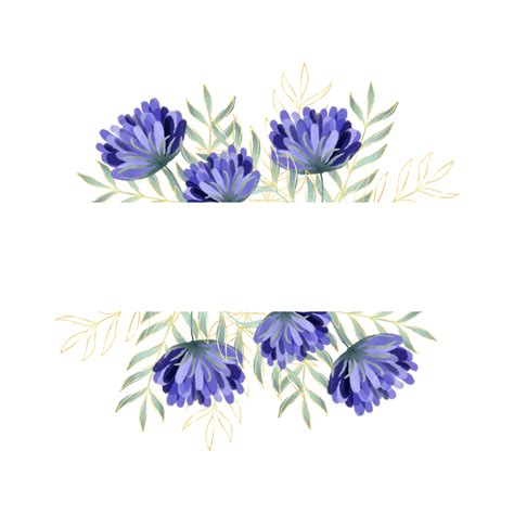 Linda Moldura De Flores Em Aquarela Azul Violeta Png Flor Flor Do