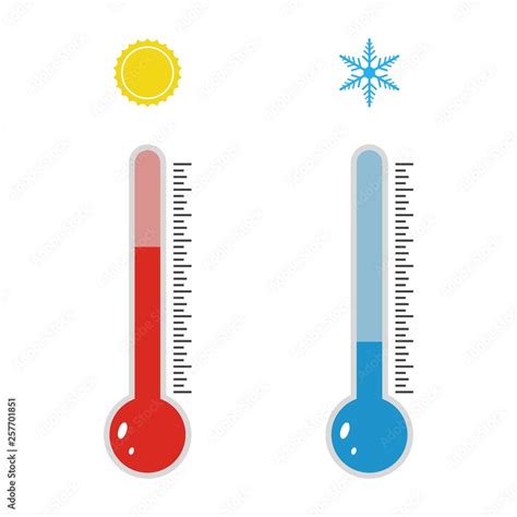 Thermometer Icon Blue And Red Flat Thermometer Indicators Meteorology Thermometers Measuring