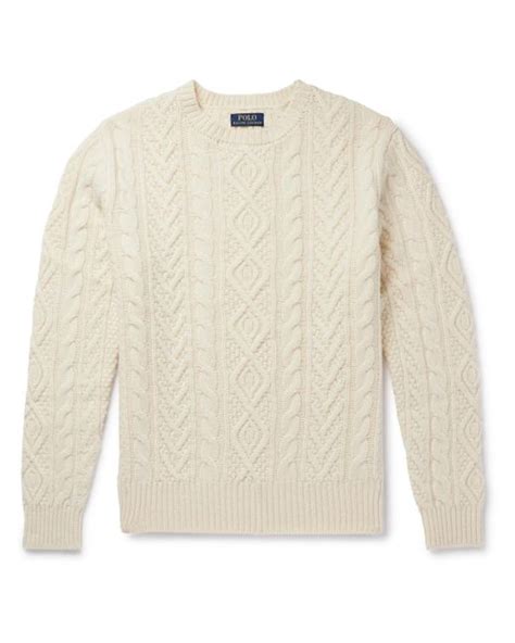 Polo Ralph Lauren Cable Knit Wool And Cashmere Blend Sweater In White