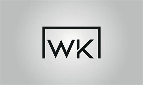 Letter WK logo design. WK logo with square shape in black colors vector free vector template ...